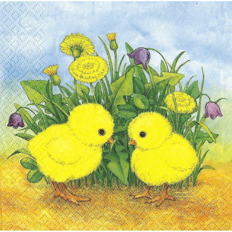 Serviette Küken auf Wiese