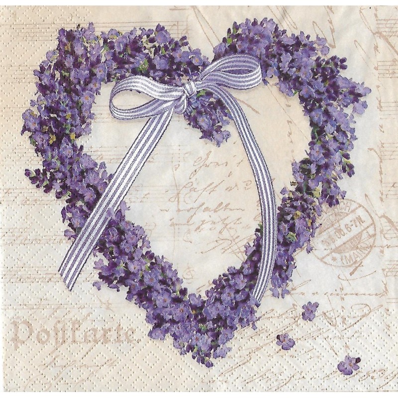 Serviette Lavendelherz