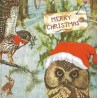 Serviette Eulen im Winterwald