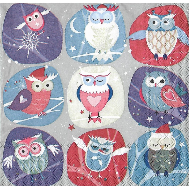 Serviette lustige Eulen