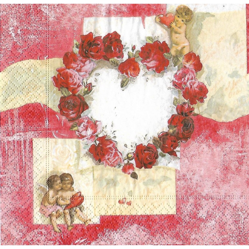 Serviette Rosenherz mit Engel