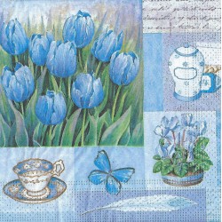 Serviette Tulpen blau