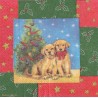 Serviette Hunde vor Weihnachtsbaum