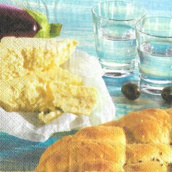 Serviette Oliven mit Fladenbrot