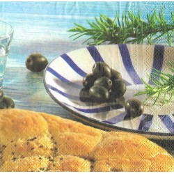 Serviette Oliven mit Fladenbrot