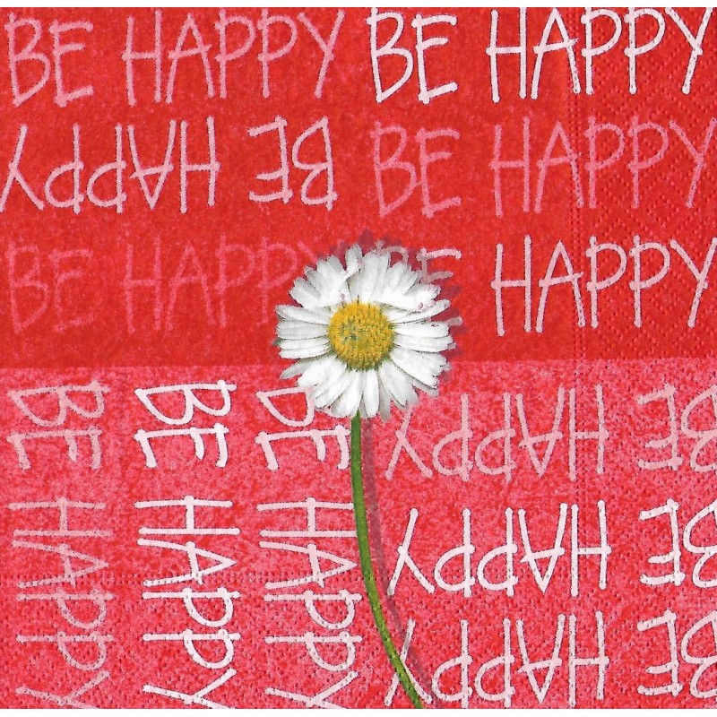 Serviette BE HAPPY rot