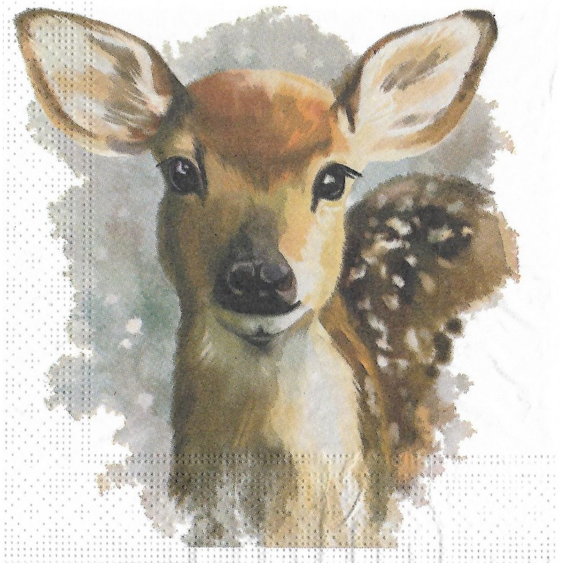Serviette Rehkitz im Winterwald – Waldtier Motiv