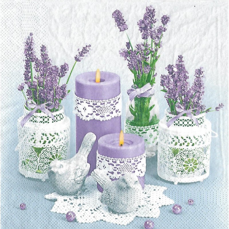 Serviette Lace Kerzen mit Lavendel