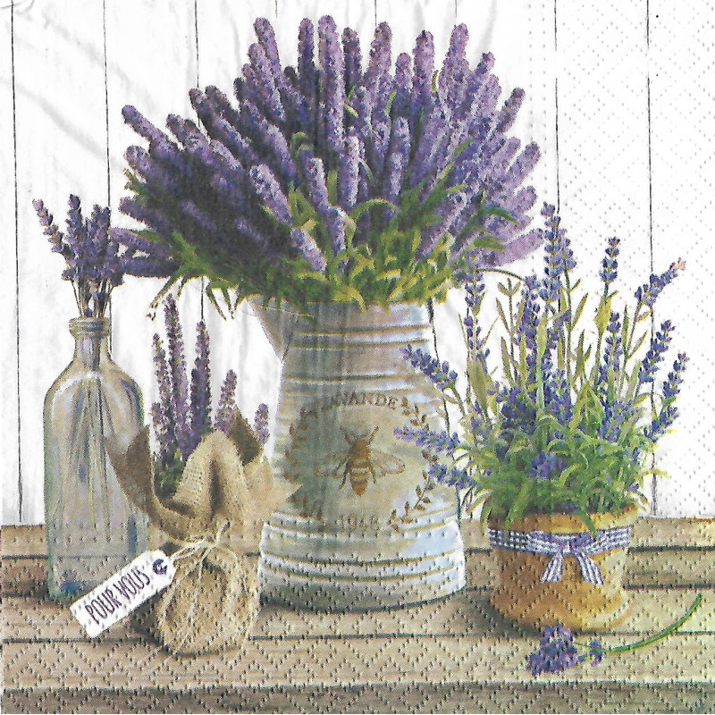 Serviette Lavendel in Blumenkanne