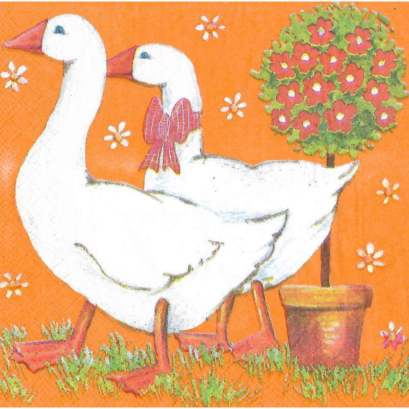Serviette Gänse orange