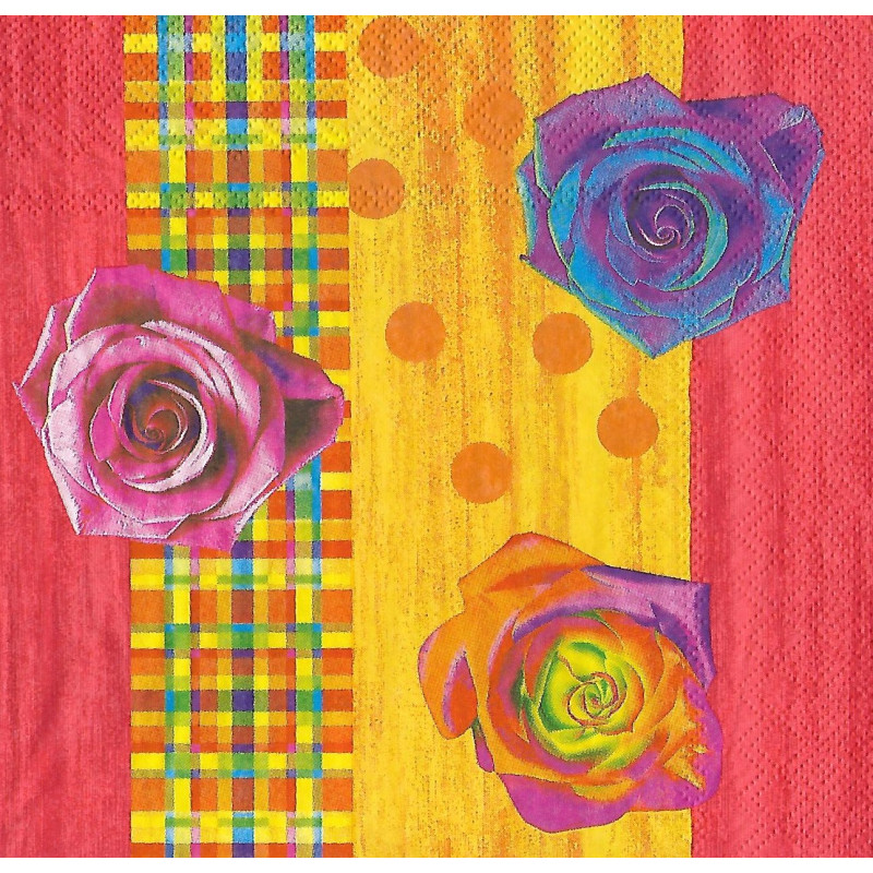 Serviette Pop Roses yelow red