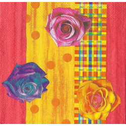 Serviette Pop Roses yelow red