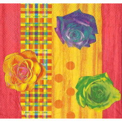 Serviette Pop Roses yelow red