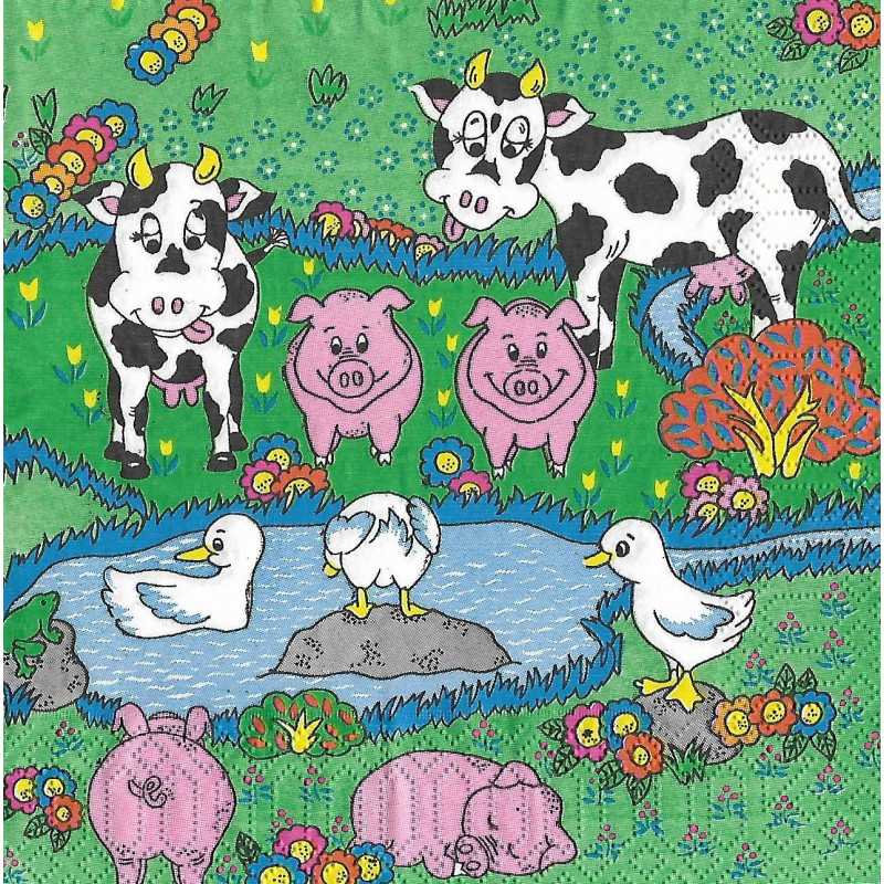 Serviette Haustiere am Teich