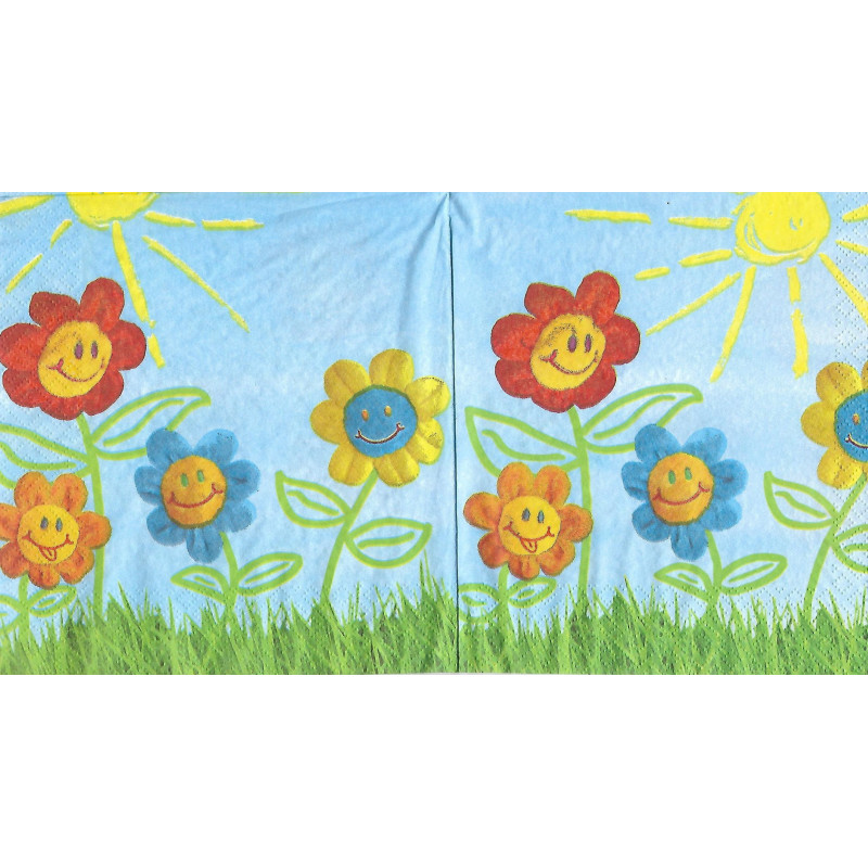 Serviette lustige Blumen