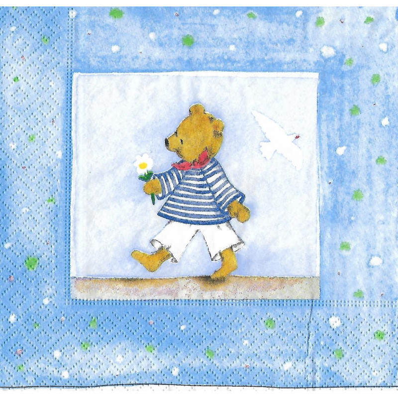 Serviette Bär hellblau