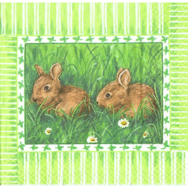 Serviette Hasen auf Wiese