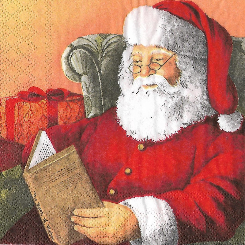 Serviette Santa liest Buch
