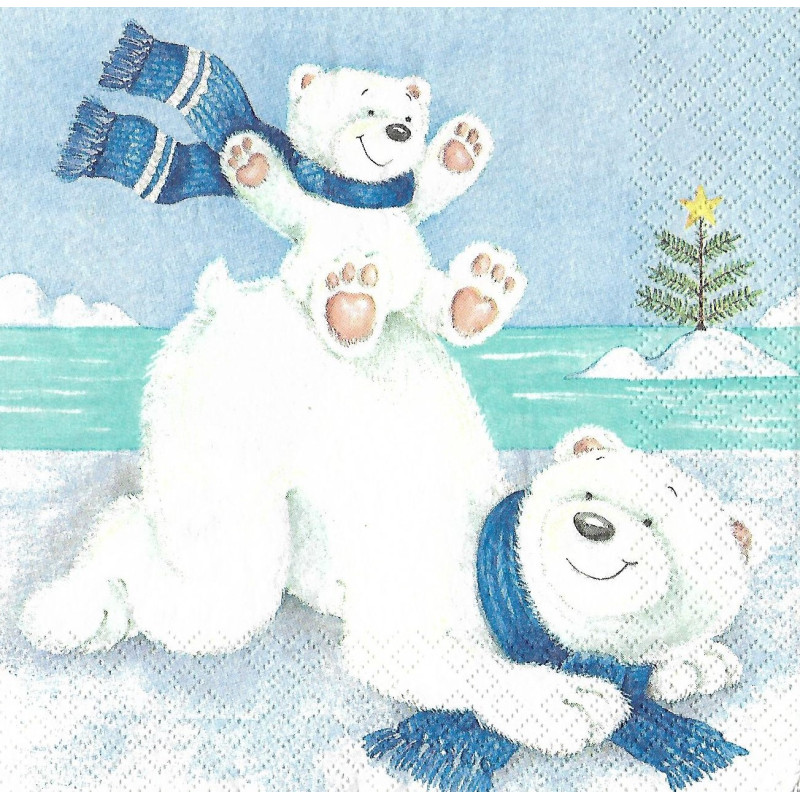 Serviette Eisbär mit Baby