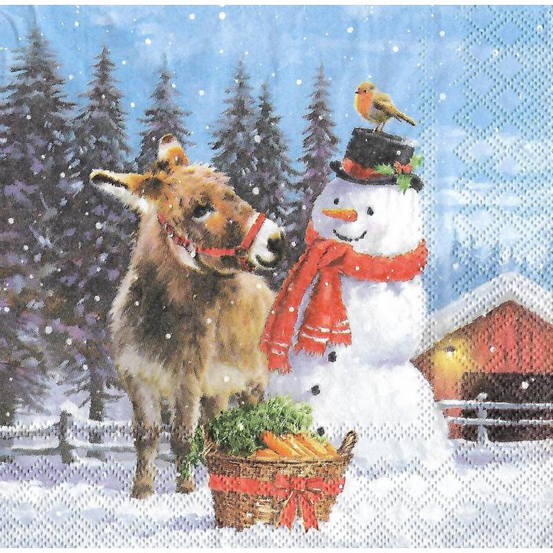 Serviette Schneemann mit Esel