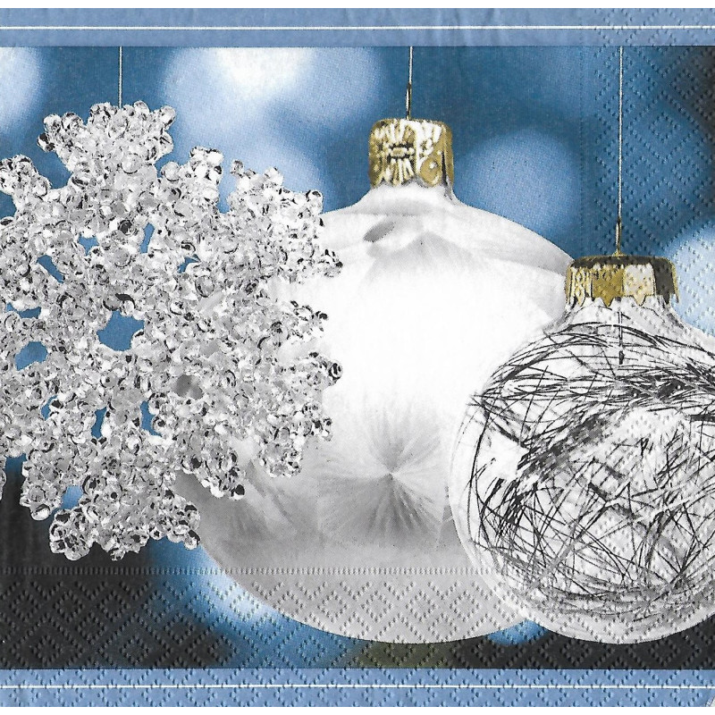 Serviette Weihnachtskugeln Ice