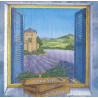 Serviette Lavendel Fenster mit Ausblick