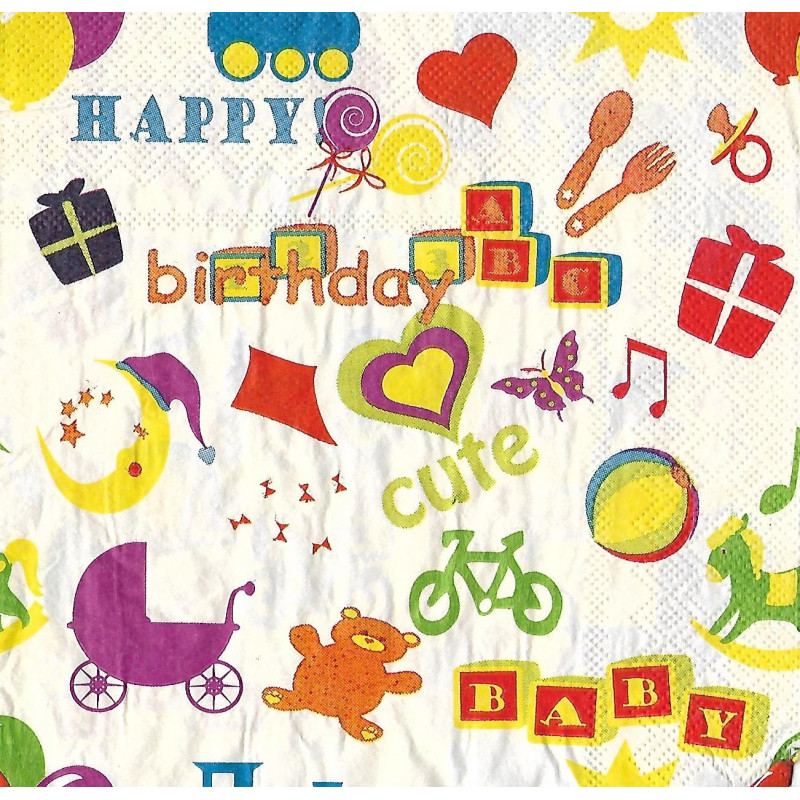 Serviette Happy Birthday cute