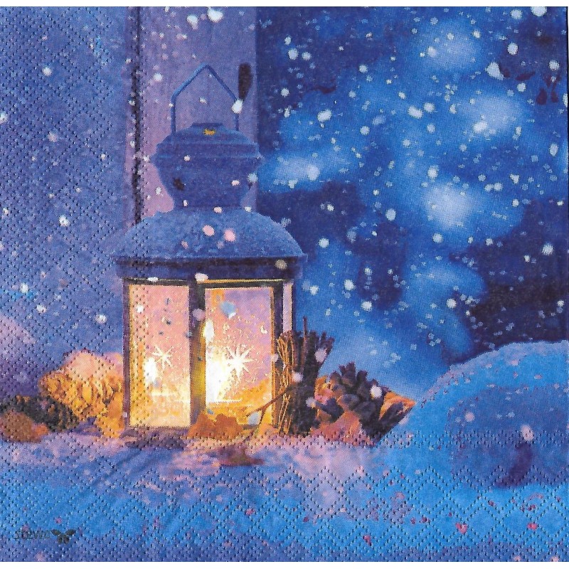 Serviette Laterne im Schnee