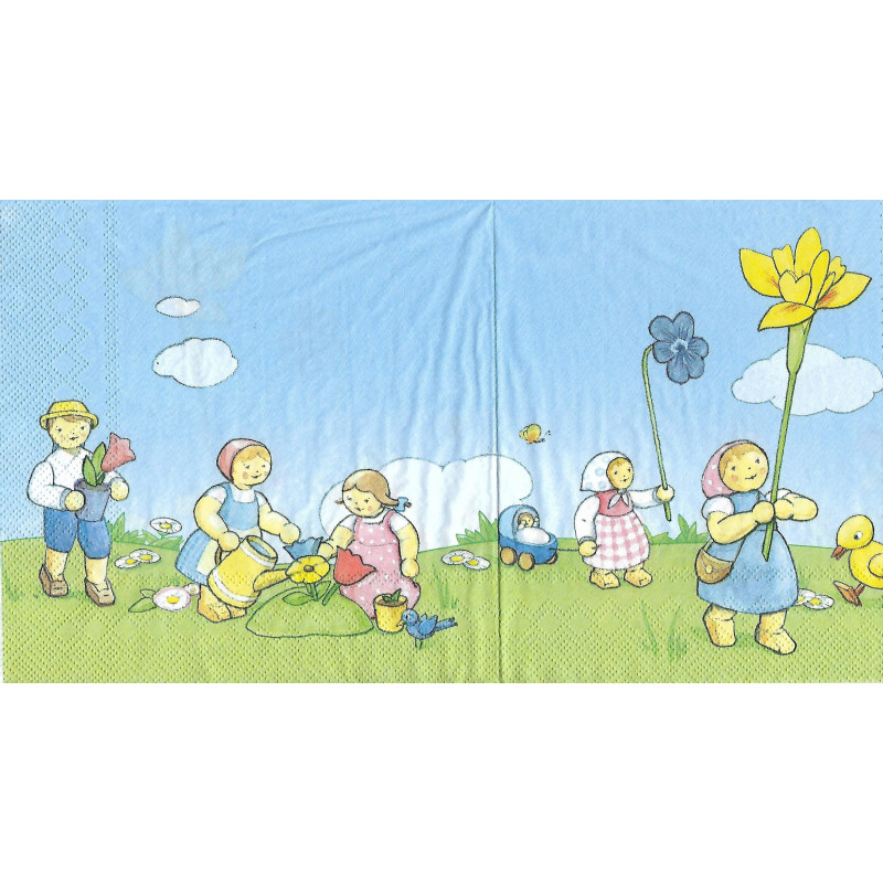 Serviette Mädchen mit Iris - Gartenfreunde