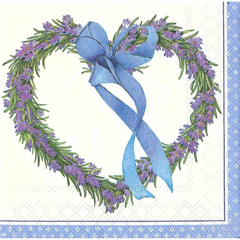 Serviette Lavendelherz mit Schleife