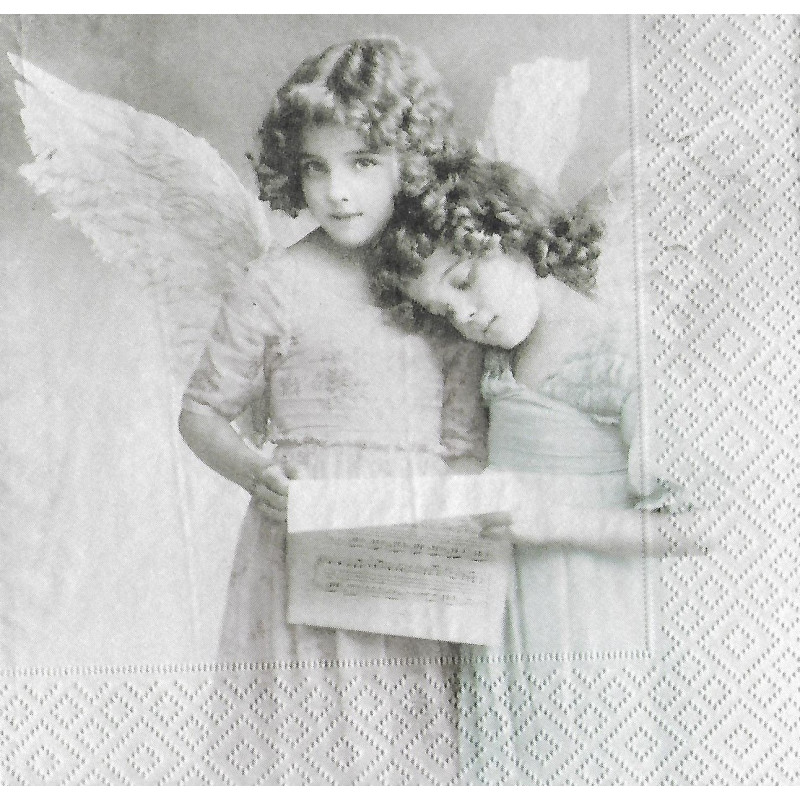Serviette Engelmädchen mit Notenblatt coloriert