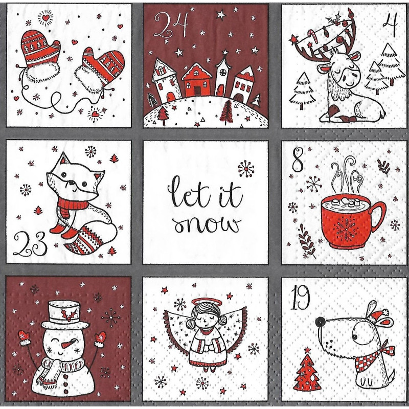 Serviette Süsser Kalender