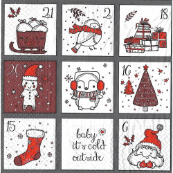 Serviette Süsser Kalender
