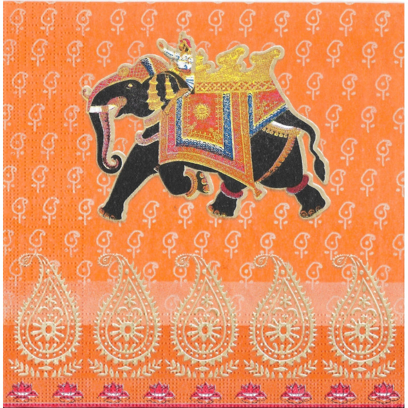 Serviette Indischer Elefant Orange