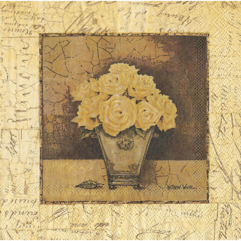 Serviette Gelbe Rosen – Vintage Blumenmotiv