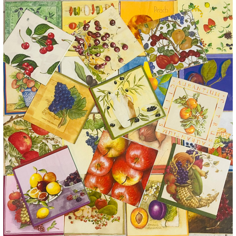 60 Motivservietten Obst & Gemüse | Vintage | Sammlerservietten | Lagerauflösung