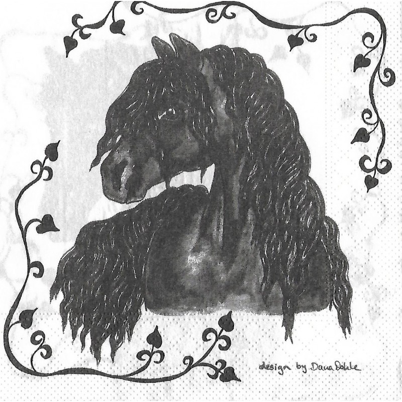 Serviette Pferd schwarz
