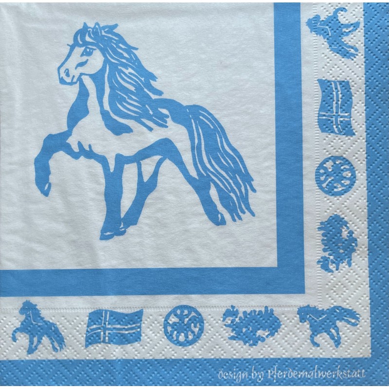 Serviette Pferd blau