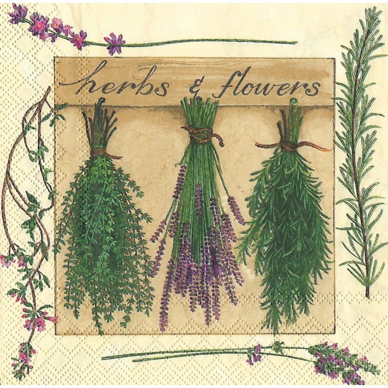 Serviette Herbs & Flowers creme