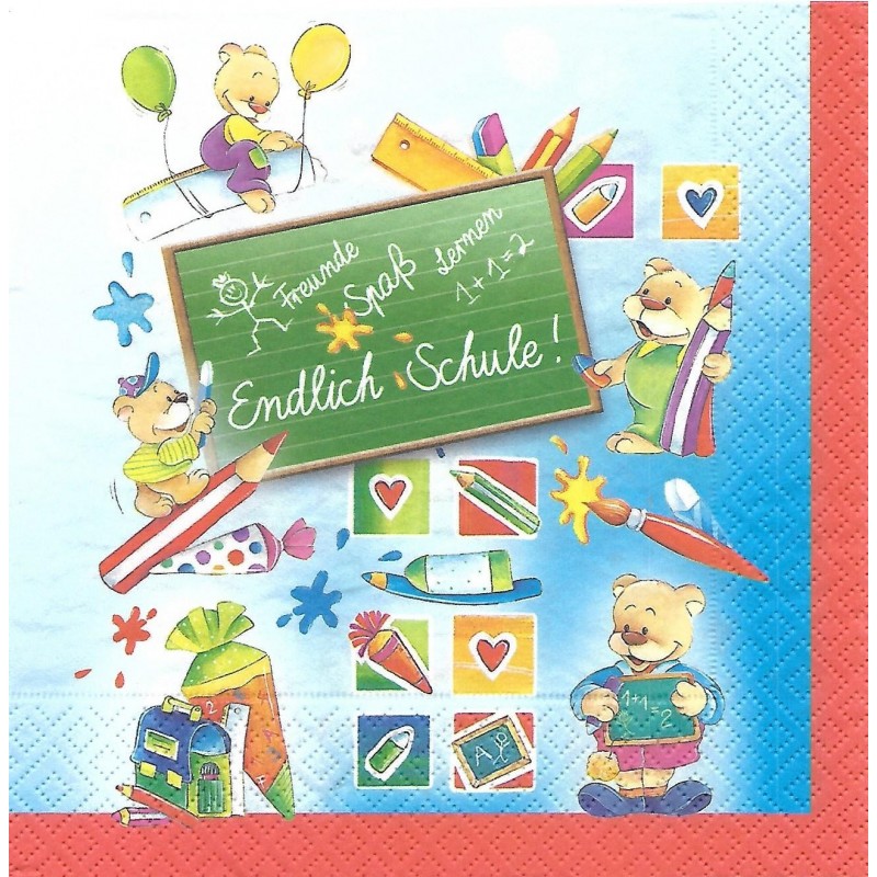 Einzelserviette/Paket Endlich Schule