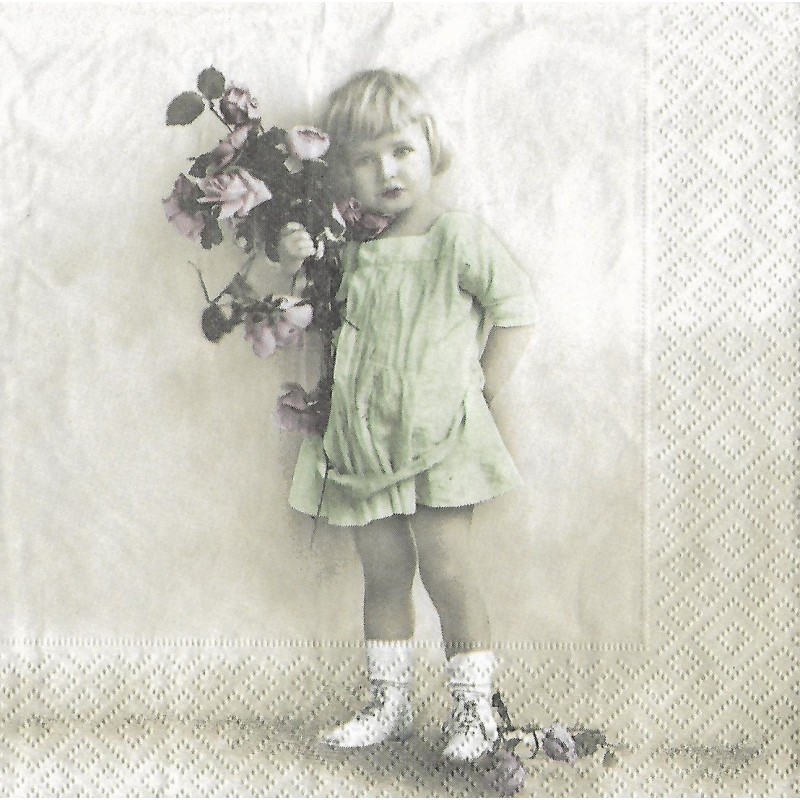 Serviette Mädchen mit Rosen
