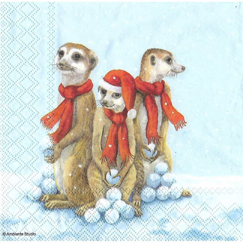 Serviette Erdmännchen im Winter