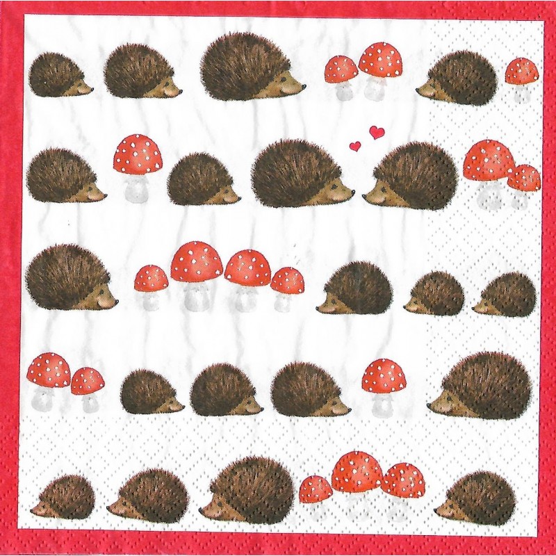 Serviette Igel mit Fliegenpilz